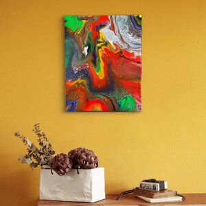 Titled "Twisted Mask" 16 x 20 Acrylic Abstract Art Painting on Canvas